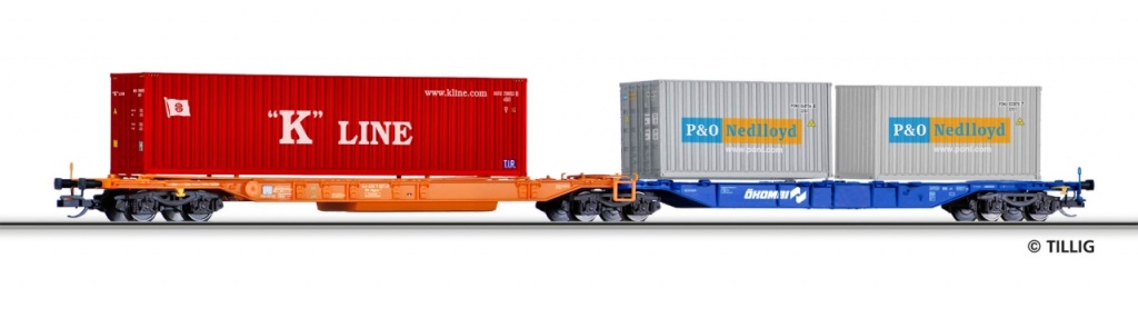 Doppeltragwagen ÖBB Ep.V. mit Container