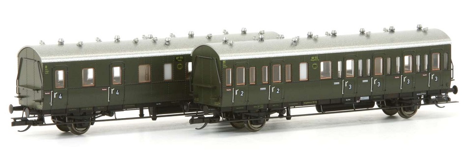 2er Set Einheits-Abteilwagen D21b und BC 21, DRG, Ep.II