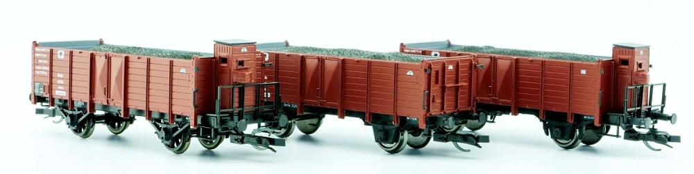 3er Set offene Güterwagen mit Kohleladung, KPEV, Ep.I