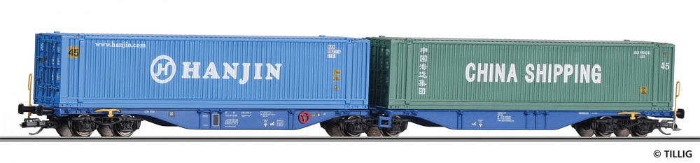 Containertragwagen Sggmrs Rail Re Lease B.V. (NL), zwei Containern