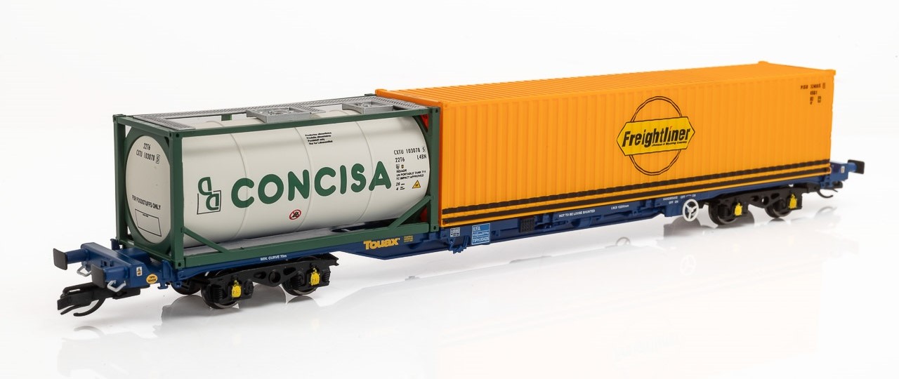 Hornby Containertragwagen mit 20' und 40' Container, Touax KFA, Ep.VI